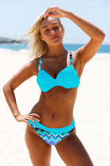 Geometric Print Patchwork Stunning Ruched Bikini