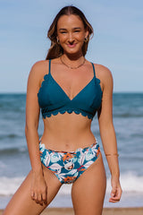 Revneu  Nartual Print Pretty Scalloped Bikini