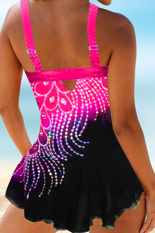 Revneu  Casual Print Tankini Swimwear