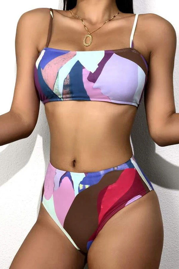 Geometric Print Pretty Three Pieces Swimwear