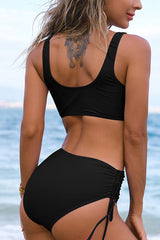 Revneu  Solid Color Classic Twisted Bikini