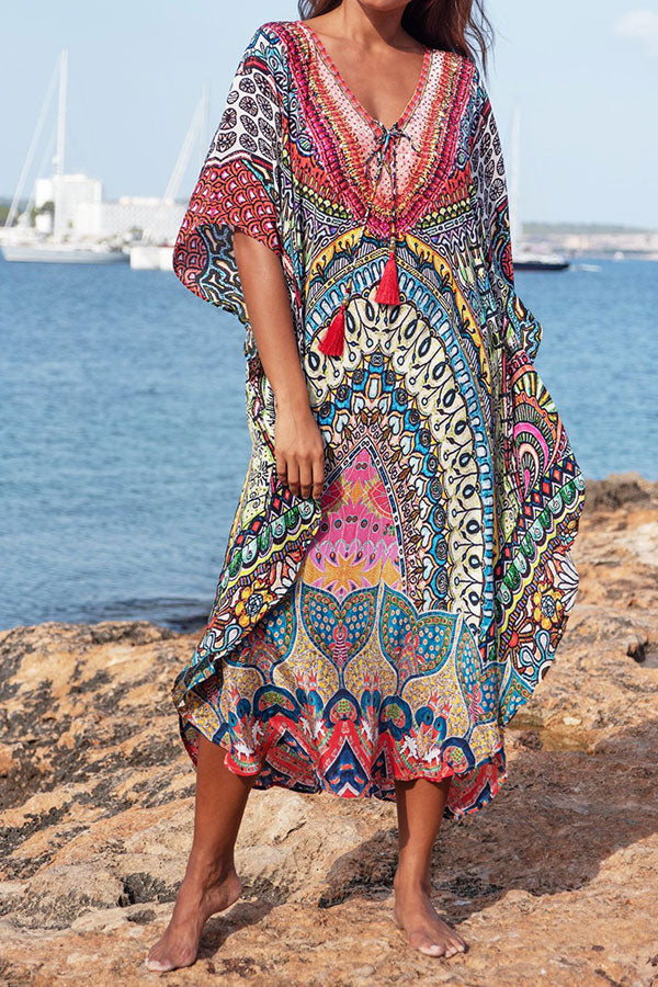 Tribal Print On-trend V Neck Beachwear