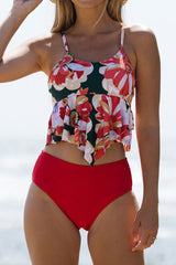 Flower Print Pretty Ruffle Bikini
