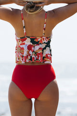Flower Print Pretty Ruffle Bikini