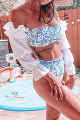 Floral Print Sweet High Waist Bikini