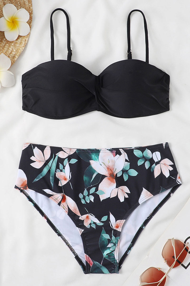 Floral Print Twisted Feminine Underwired Bikini