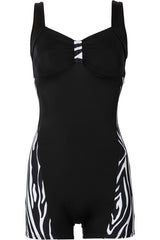 Zebra Print Sporty Backless One Piece Swimwear