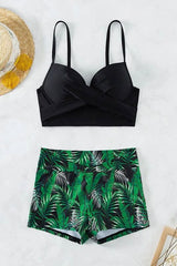 Leaf Print Casual Underwired Bikini