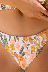 Floral Print Sweet Ruffle Strap Shirred Bikini