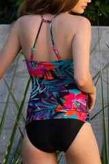 Floral Print Smart Halter Collar Tankini