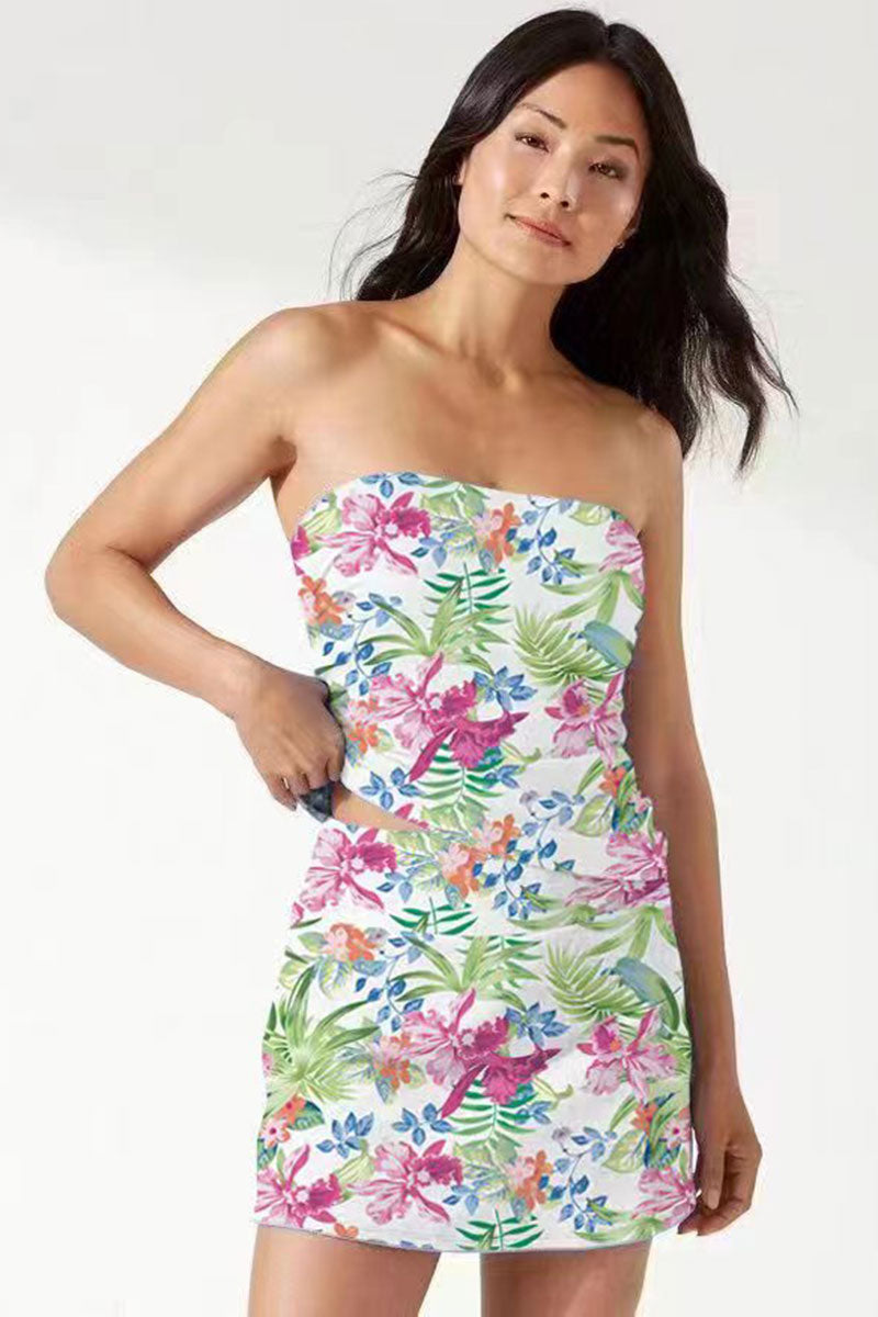 Floral Print Sweet Bandeau Tankini