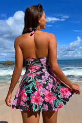 Floral Print Rocking Skirted One Piece Swimwear