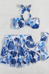 Floral Print Stunning Halter Collar Three Pieces