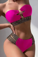 Gold Trim Striking O-Ring Bandeau Bikini