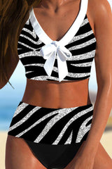 Striped Patchwork Preppy High Waist Bikini
