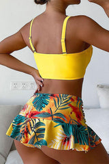 Floral Print Tropical Underwired Ruffled Skirted Bikini