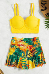 Floral Print Tropical Underwired Ruffled Skirted Bikini
