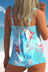 Starfish Print U Collar On-trend Irregular Tankini