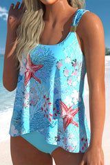 Starfish Print U Collar On-trend Irregular Tankini