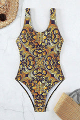 Tribal Print Retro Scoop Neck One Piece Swimwear