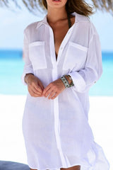 Revneu  Plain Simple Single Breasted Beachwear