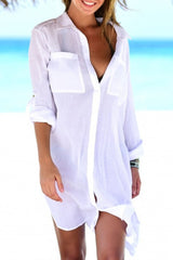 Revneu  Plain Simple Single Breasted Beachwear
