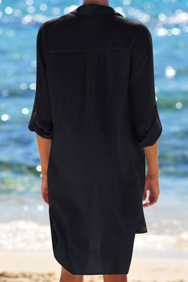 Revneu  Plain Simple Single Breasted Beachwear