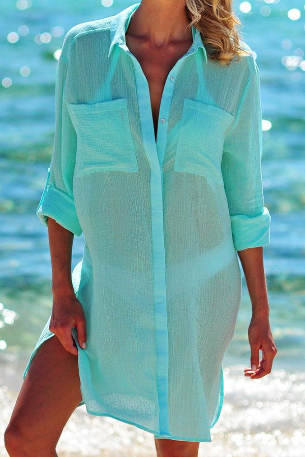 Revneu  Plain Simple Single Breasted Beachwear