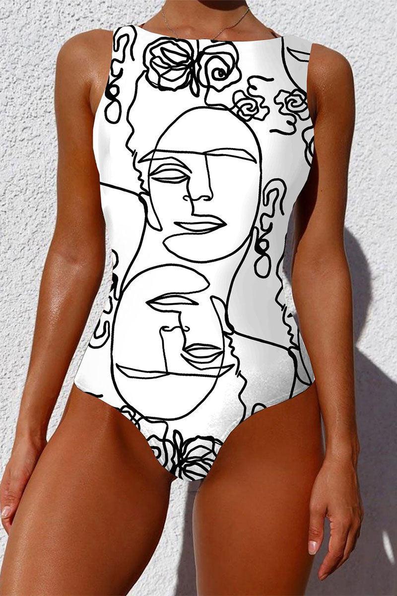 Revneu  Graphic Print Nautical One Piece Swimwear