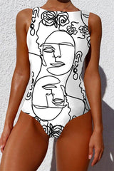 Revneu  Graphic Print Nautical One Piece Swimwear