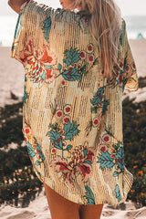 Revneu  Natural Print Feminine Shirt Collar Beachwear