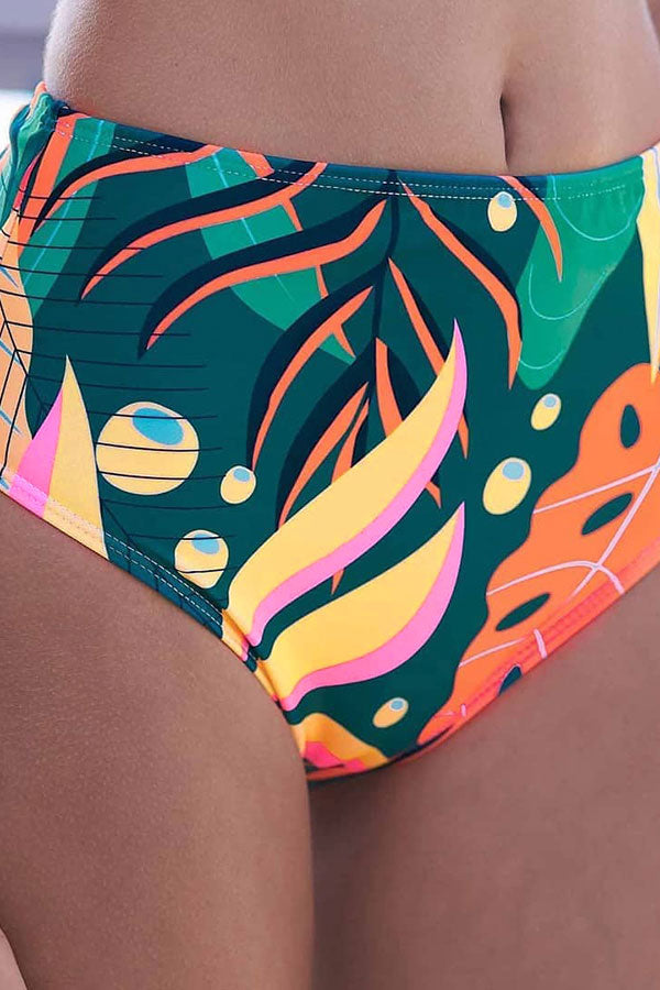 Tiger & Leaf Print Wild High Waist Bikini