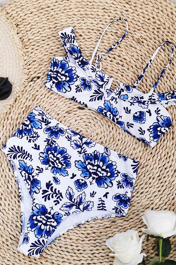 Floral Print V-Wire Oriental High Waist Bikini