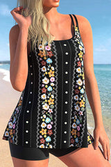 Leaf Print Patchwork Unusual Tankini