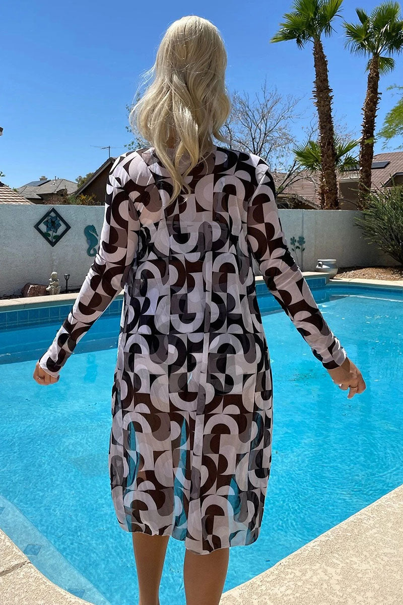 Geometric Print Rocking Drawstring Three Pieces