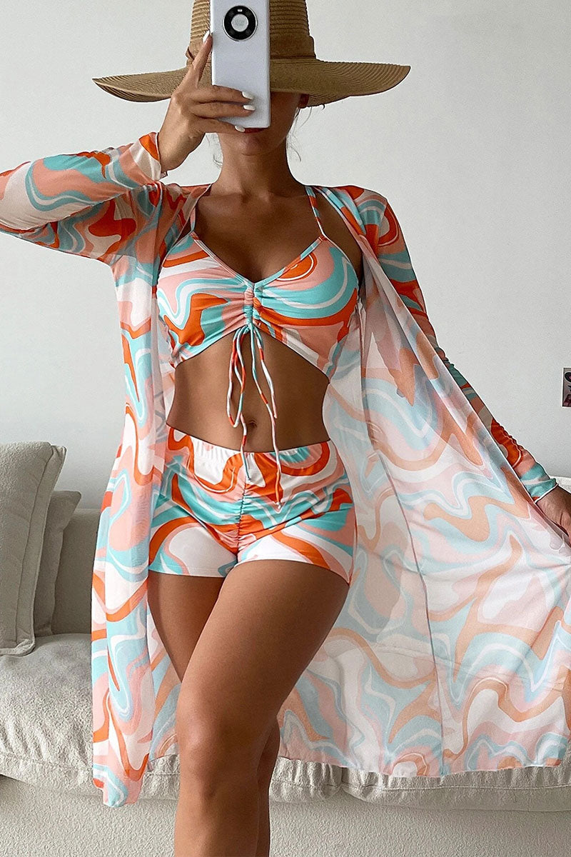 Geometric Print Rocking Drawstring Three Pieces