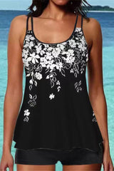 Starry Sky Print Patchwork Sporty Tankini