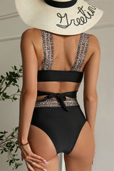 Leopard Print Tape Patchwork On-trend Front Wrap Bikini