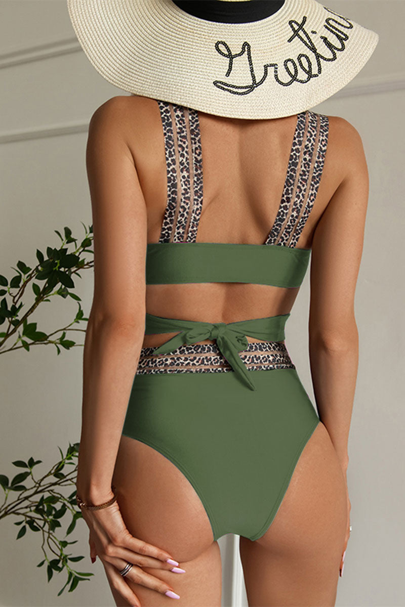 Leopard Print Tape Patchwork On-trend Front Wrap Bikini
