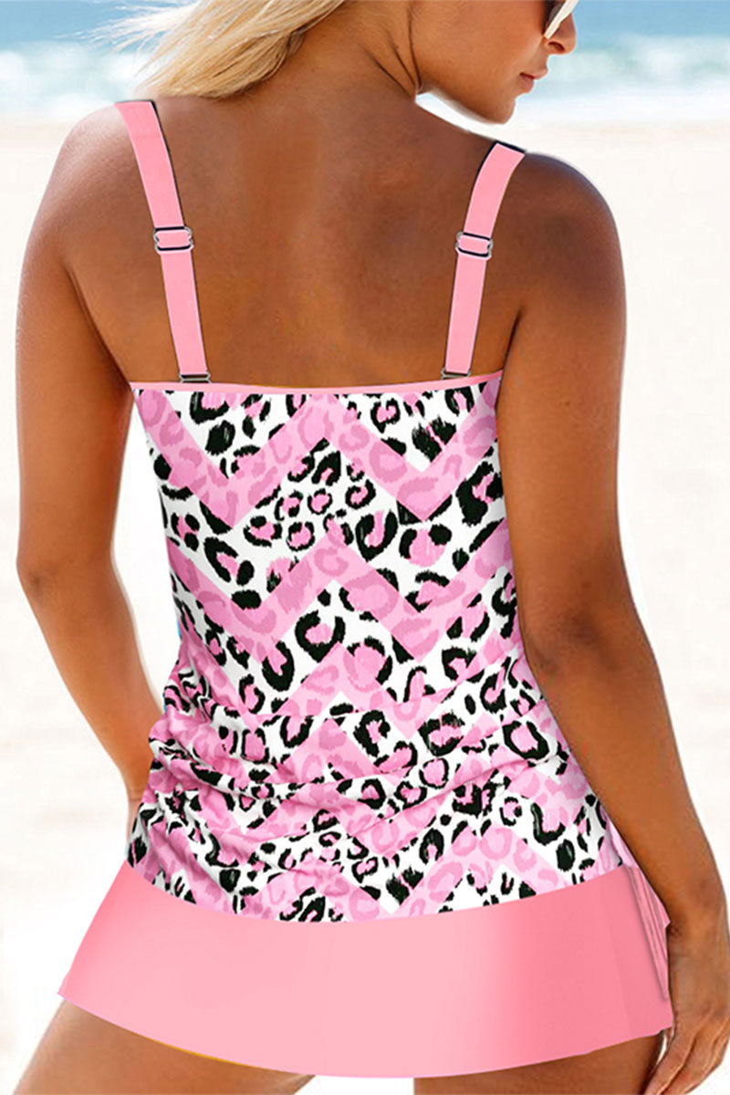 Tribal Print Patchwork Sporty Drawstring Tankini