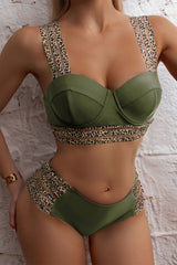 Leopard Print Tape Patchwork Kitsch Underwired Bikini