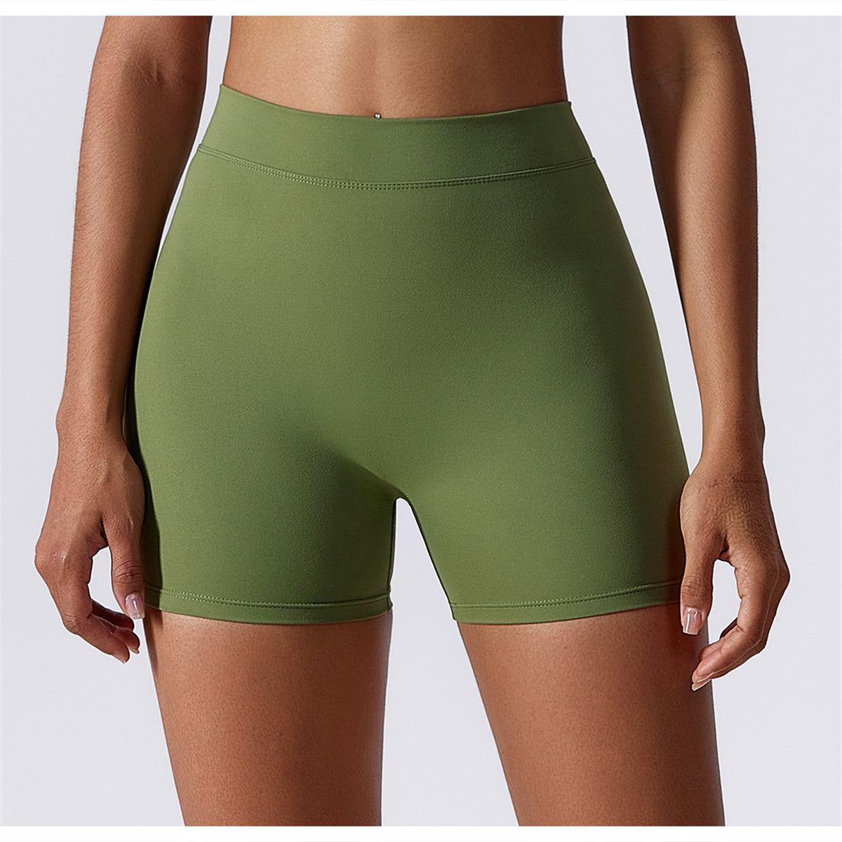 High Waisted V Shaped Ruched Yoga Shorts