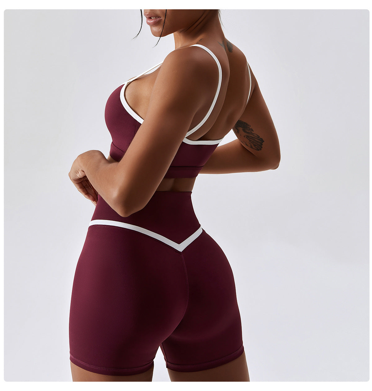 Color Block Crossover Yoga Shorts