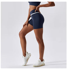 Color Block Crossover Yoga Shorts