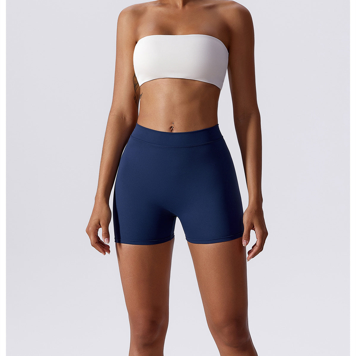 High Waisted V Shaped Ruched Yoga Shorts