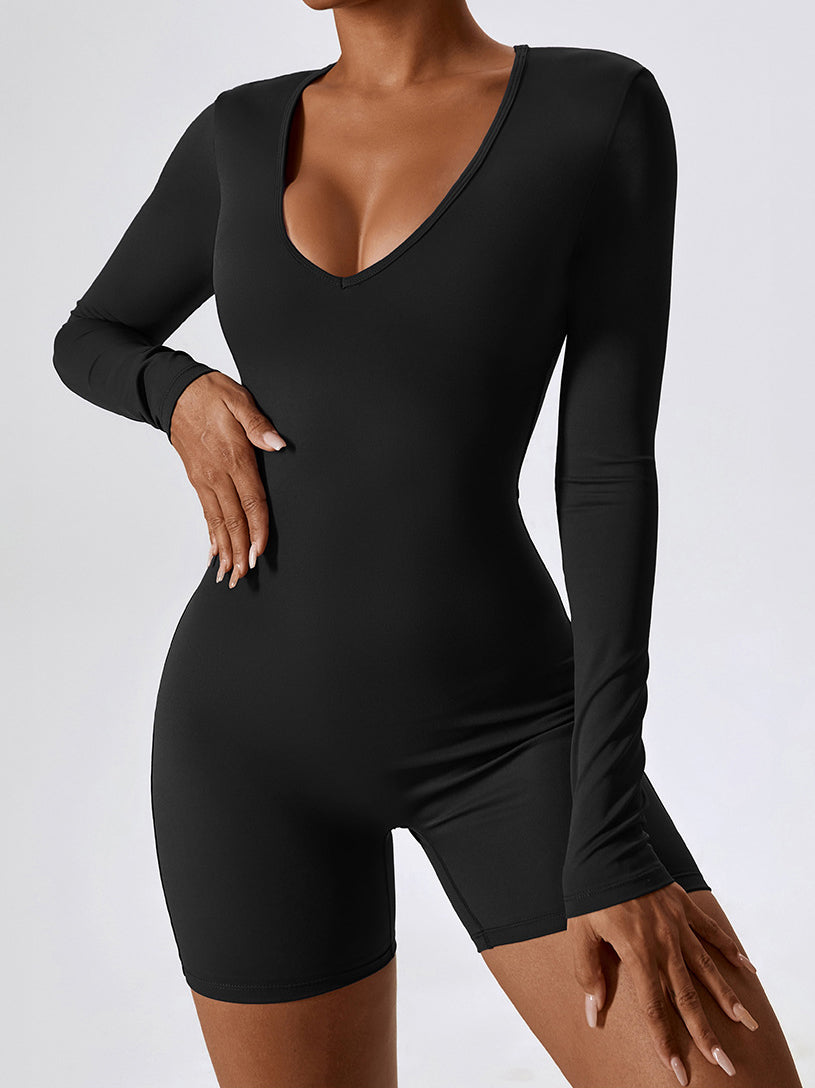 Air Cloud V-Neck Long Sleeve One Piece Jumpsuit