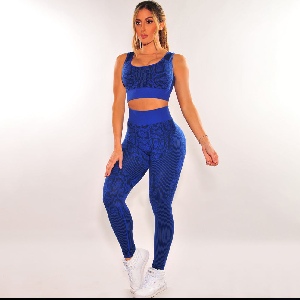 Workout Sets Seamless Sports Bra & Leggings Snake Print