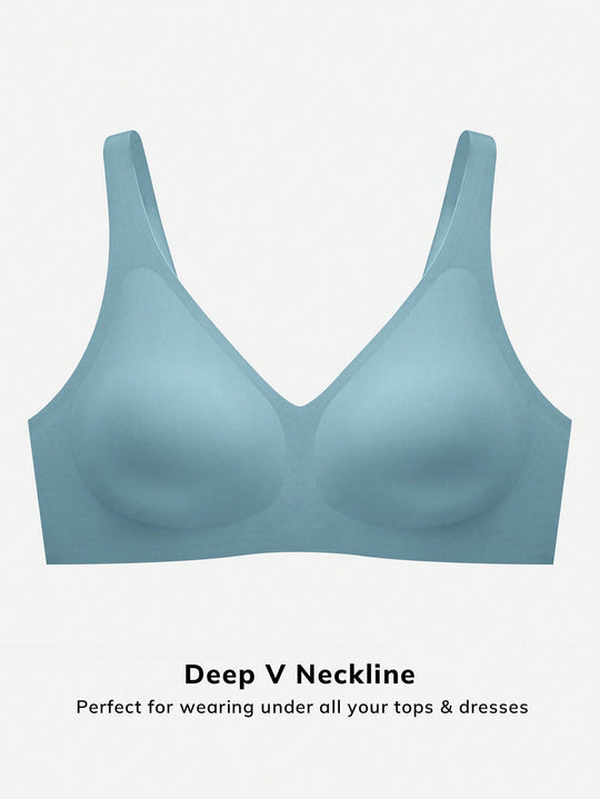 Wireless Plunge Lounge Bra Light Blue