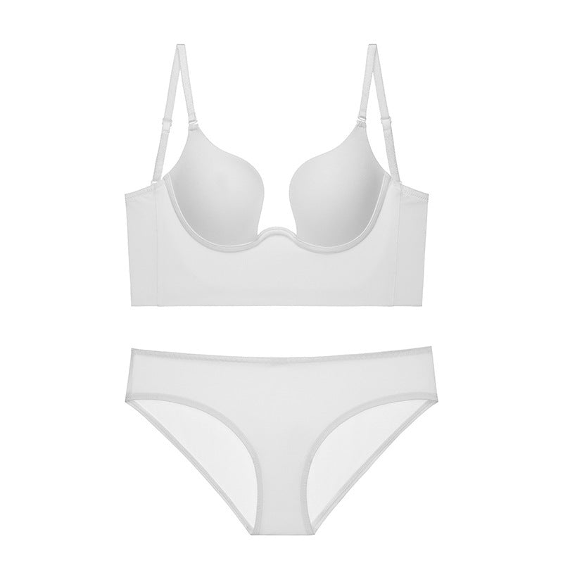 Underwire Deep V-Cup Multiway Push Up Backless Bra & Underwear Set