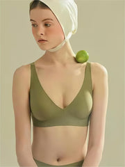 Basic French Push-up Wireless Bra Green